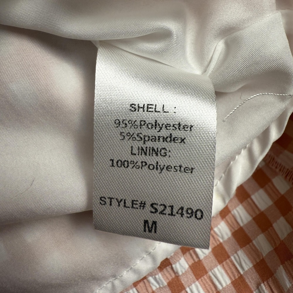 Mustard Seed Womens Dress M Pink Gingham Puff Sleeve Cottagecore Milkmaid Ruched - Picture 11 of 13